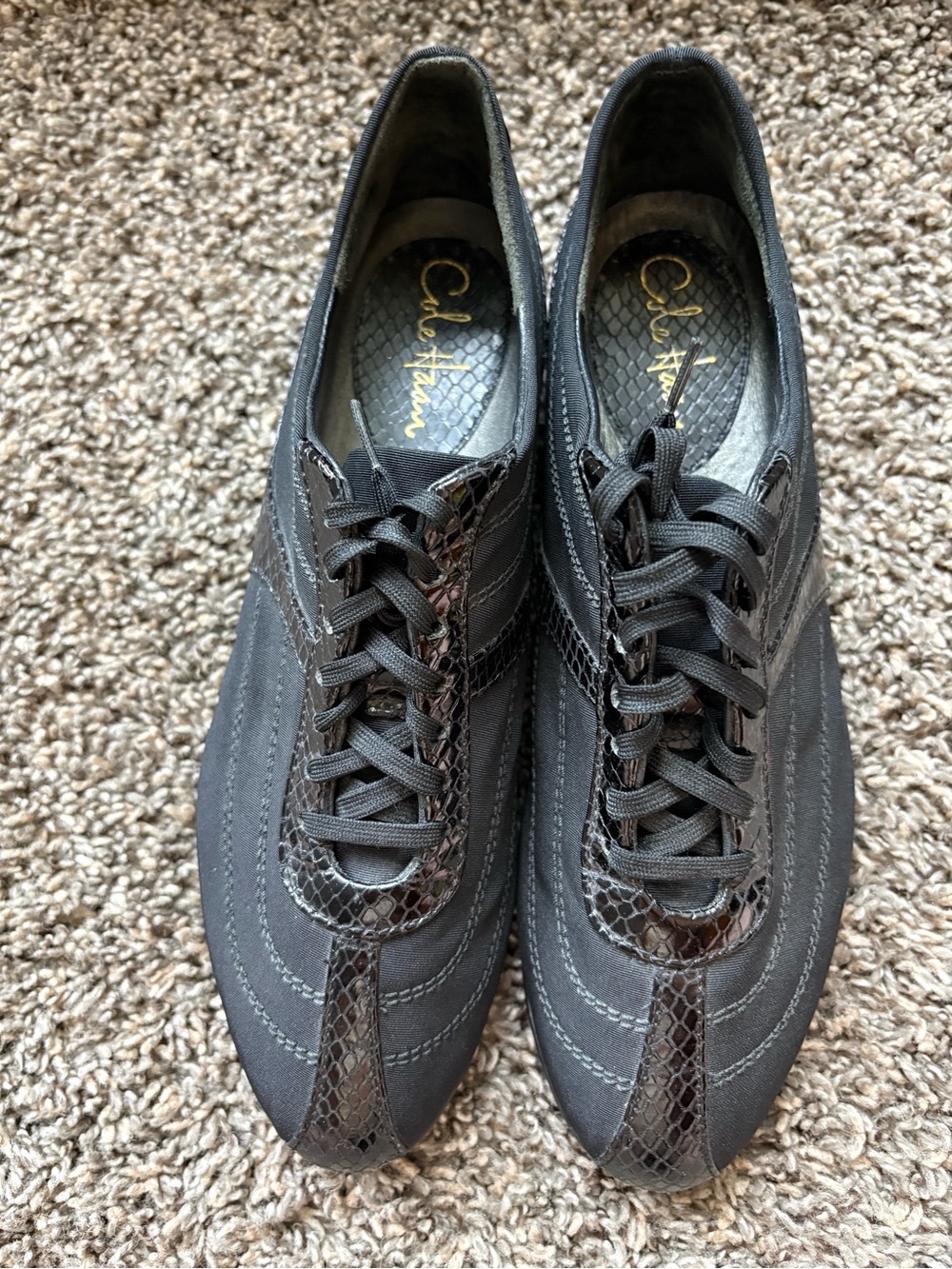 Cole Haan Womens NikeAir Tech Fashion Sneakers in Black Snake Casual Sz 9.5 B